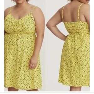 Torrid Yellow Floral Print Ruffle Dress